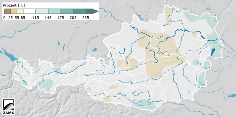 Niederschlagsabweichung Sommer 2014