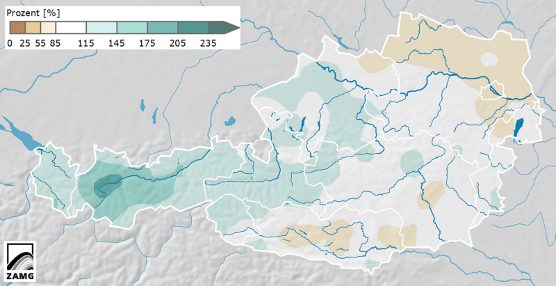 Niederschlagsabweichung Frühling 2015