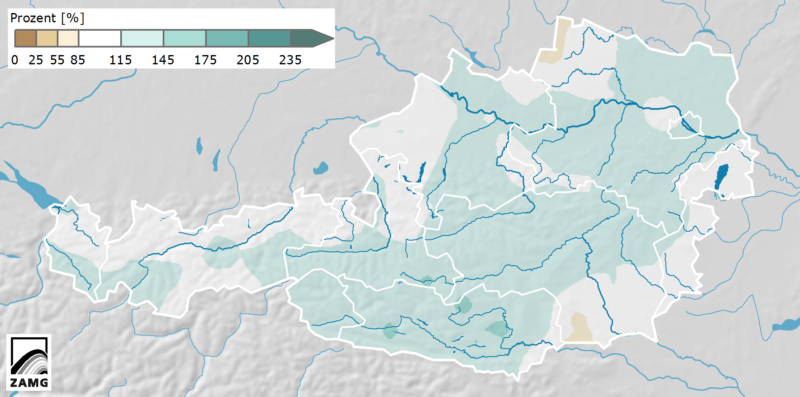 Niederschlagsabweichung Sommer 2016